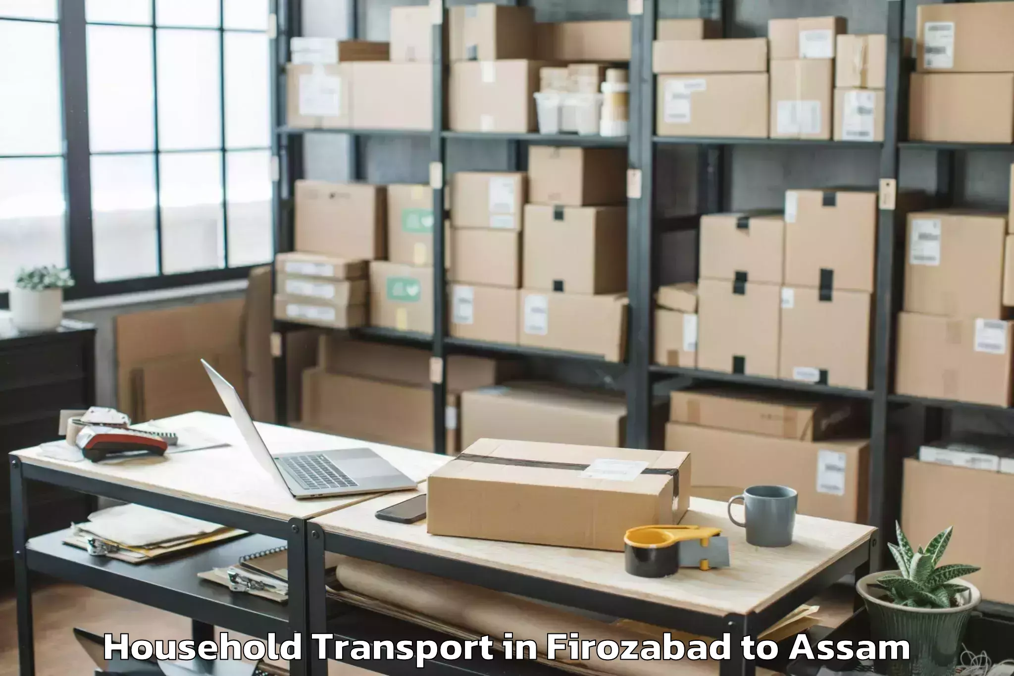 Reliable Firozabad to Hajo Household Transport